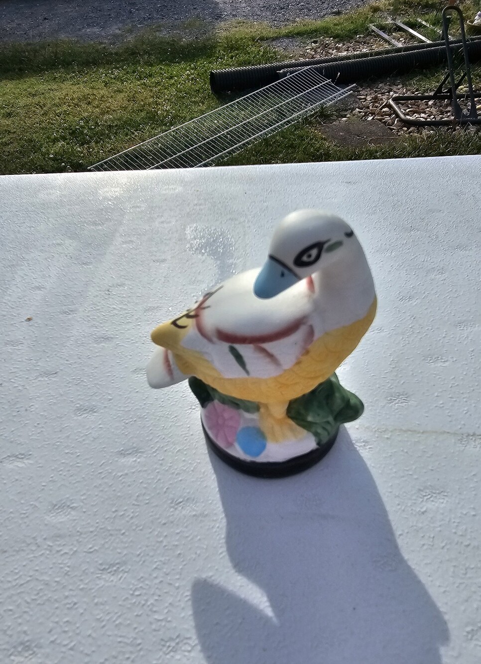 Ceramic Decorative Goose Figurine - Yellow/White
